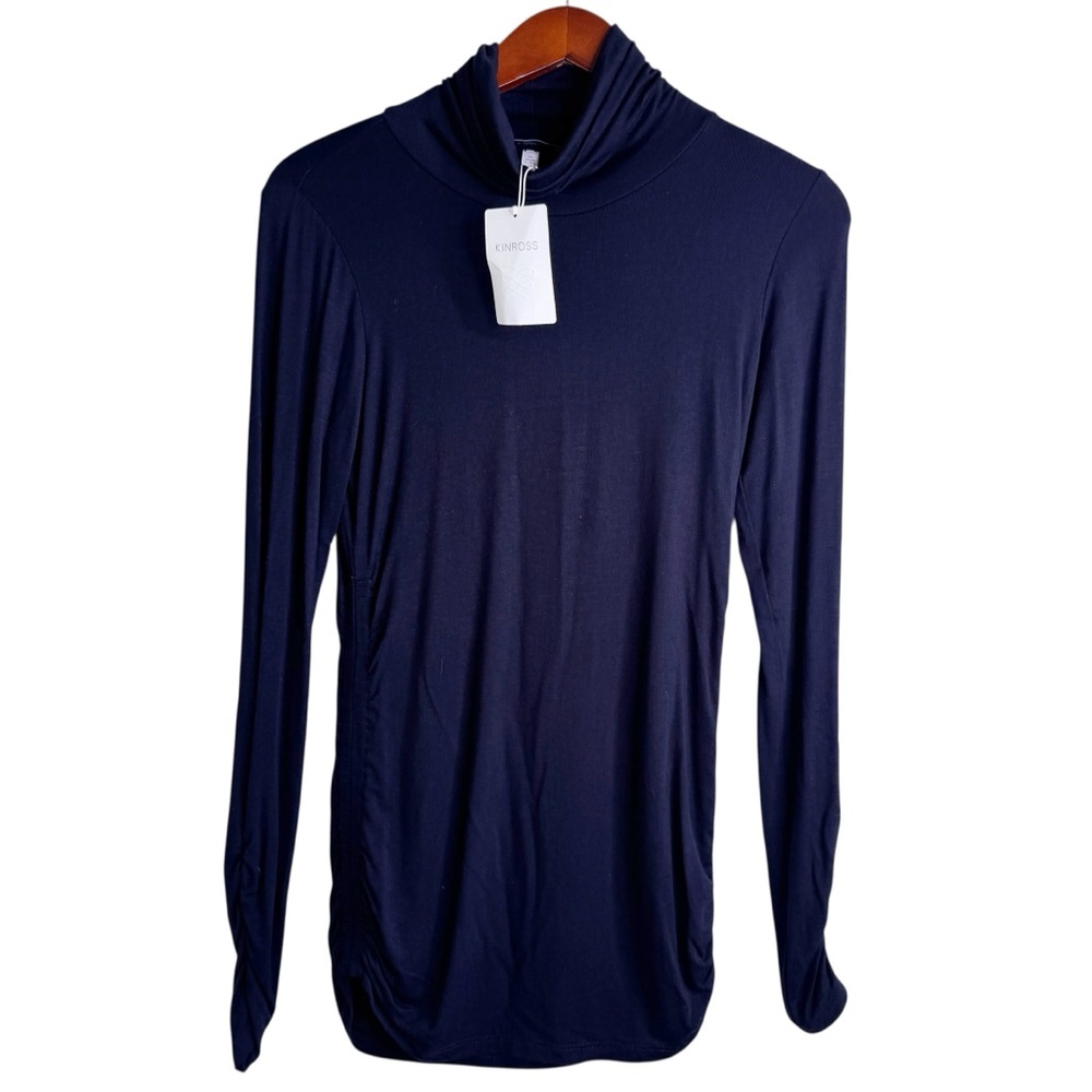 KINROSS NWT Ruched Sleeve and Hem Turtleneck Top in Black Size XS